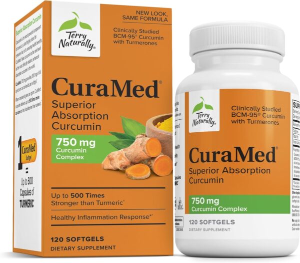 Terry Naturally CuraMed 750 mg - Antioxidant Supplement for Brain & Heart Health Support - Supplement with High-Potency Curcumin Complex - Kidney, Liver...
