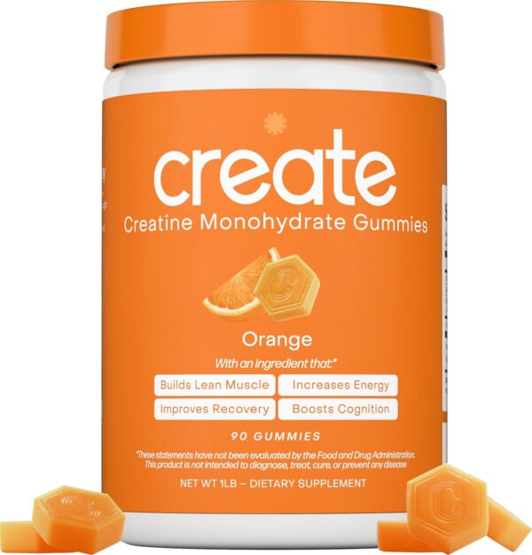 Creatine Monohydrate 1.5g Gummies – Strength & Endurance Support, Vegan (Orange)