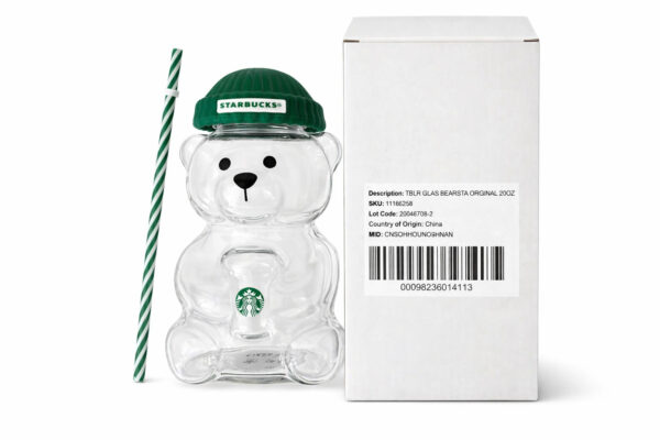 NEW Starbucks Barista Bear Glass Cup Limited Edition Christmas Cup For Gift_Australia