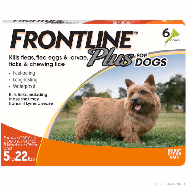 Frontline Plus Flea and Tick Treatment for Small Dogs 5-22 LBs 6 Doses_USA