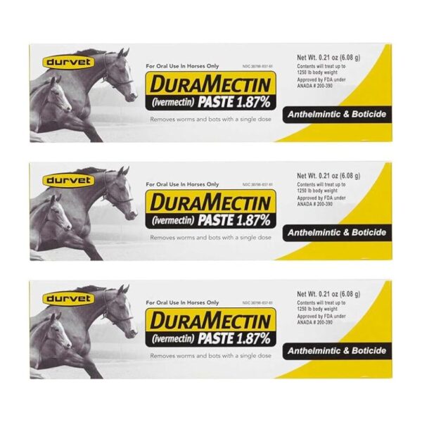 Durvet Duramectin Equine Wormer Paste - 3 Tubes_USA
